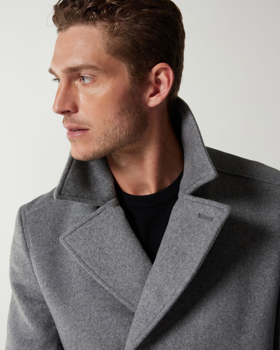 Grey Marle Wool Blend Peacoat 
